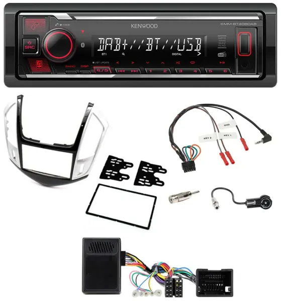 Kenwood Lenkrad Bluetooth USB DAB Autoradio für Chevrolet Cruze 2011-2016 silber