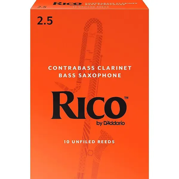 Трость для контрабас-кларнета Rico Contra-Alto/Contrabass Clarinet Reeds Box of 10 Strength 2.5