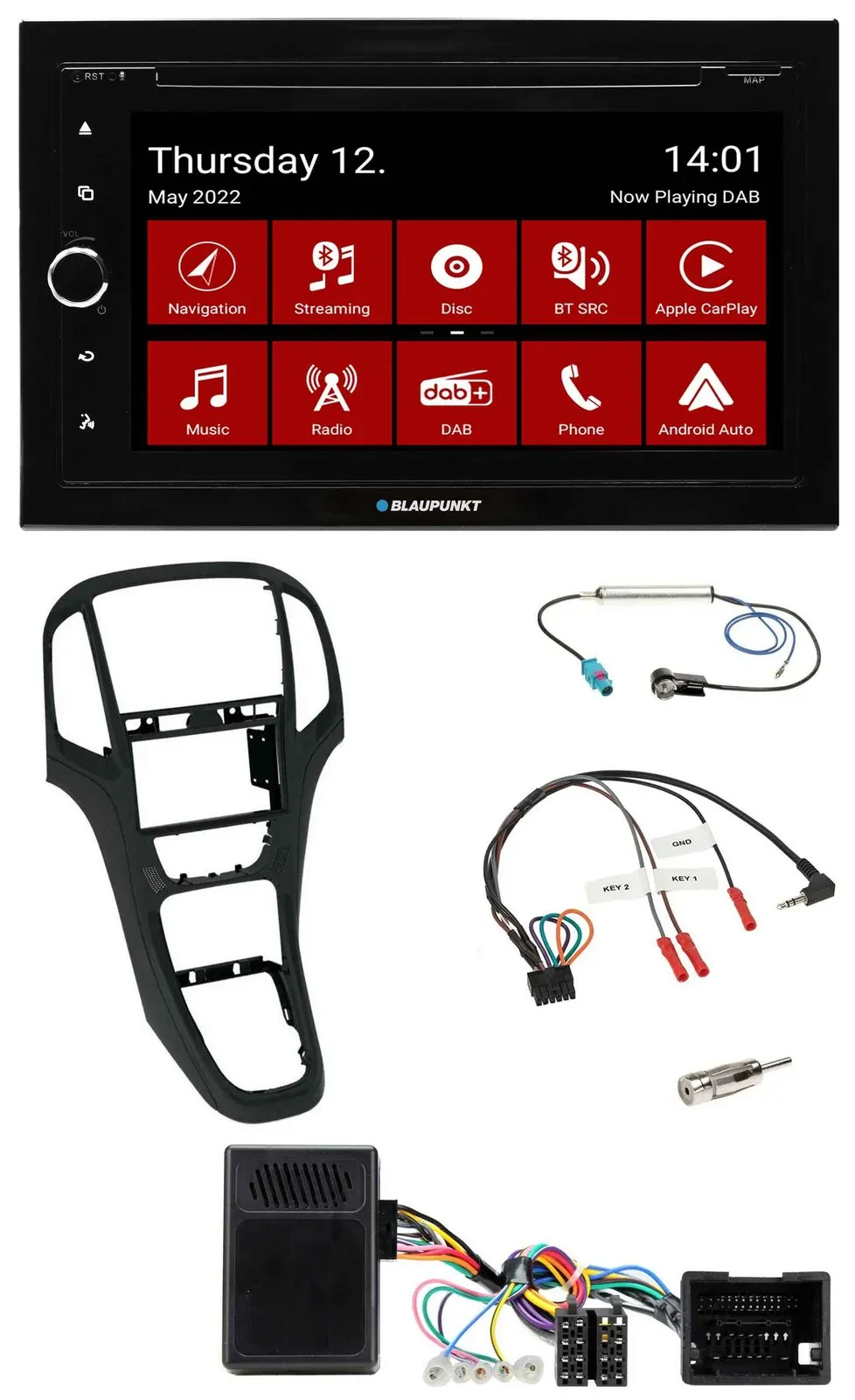 Автомагнитола для Opel Astra (с 2009) Blaupunkt 2DIN, Bluetooth, USB, DAB, навигация (TMC), поддержка управления с руля