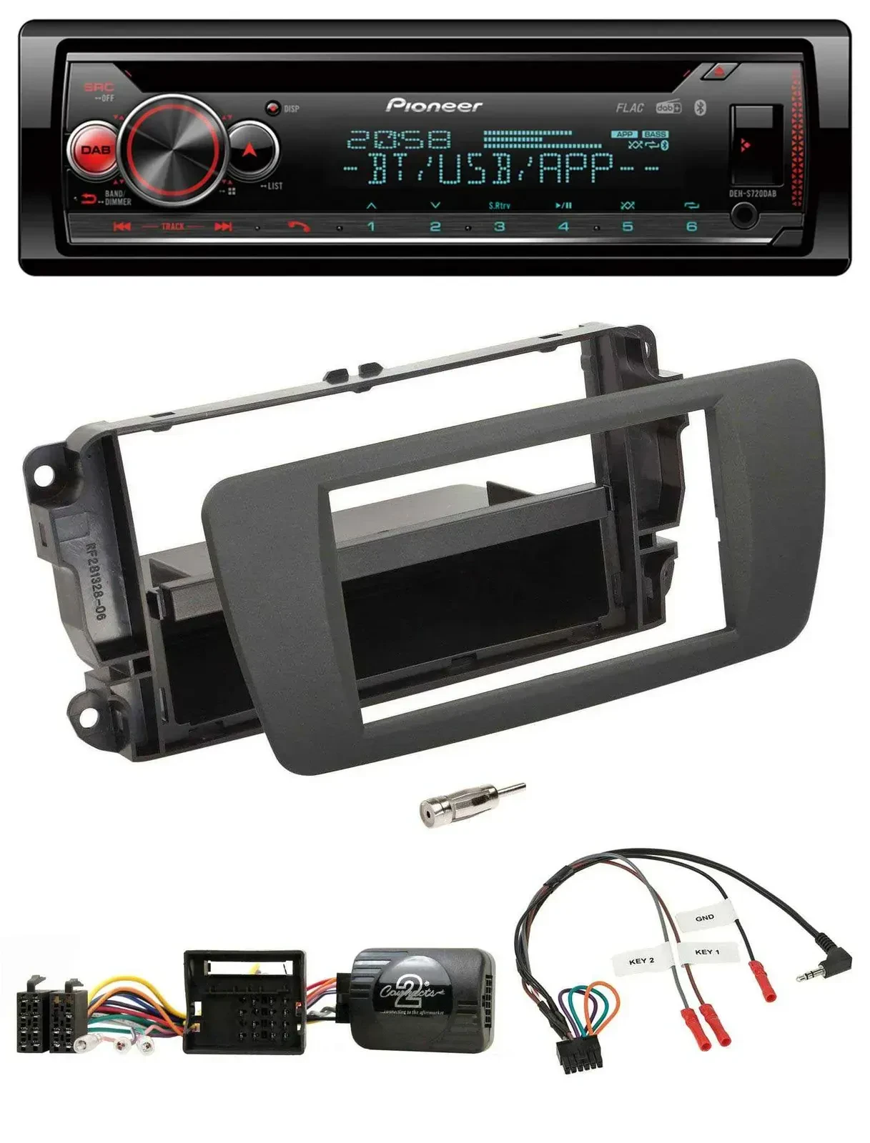 Автомагнитола Pioneer DAB, CD, Bluetooth, USB для Seat Ibiza, серый