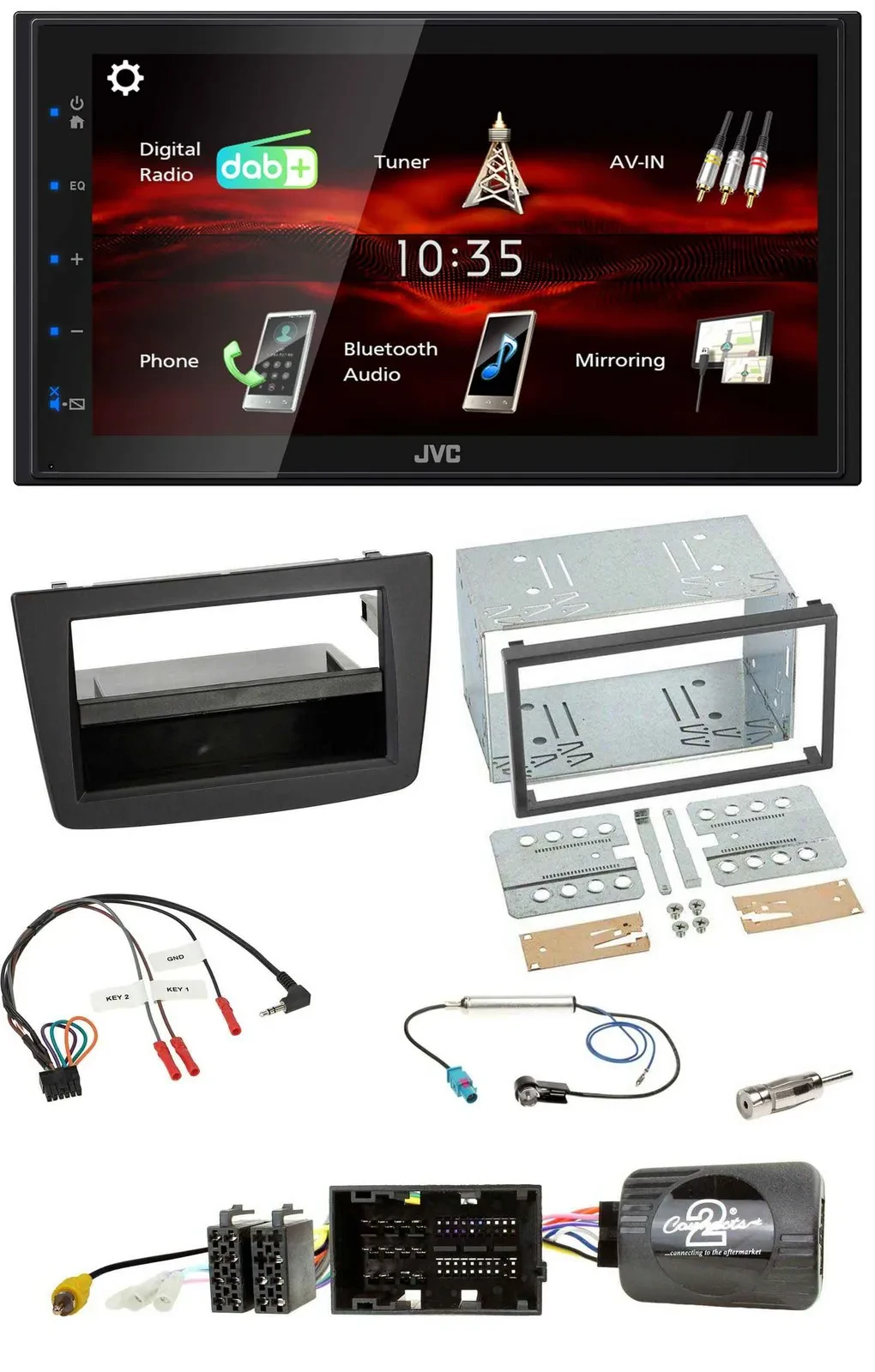 JVC USB Bluetooth Lenkrad DAB 2DIN Autoradio für Alfa Mito 14-18 schwarz