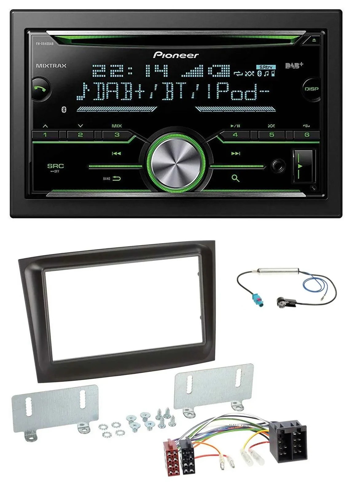 Автомагнитола для Fiat Doblo (с 2015) Pioneer 2 DIN, Bluetooth, MP3, DAB, USB, CD, черный