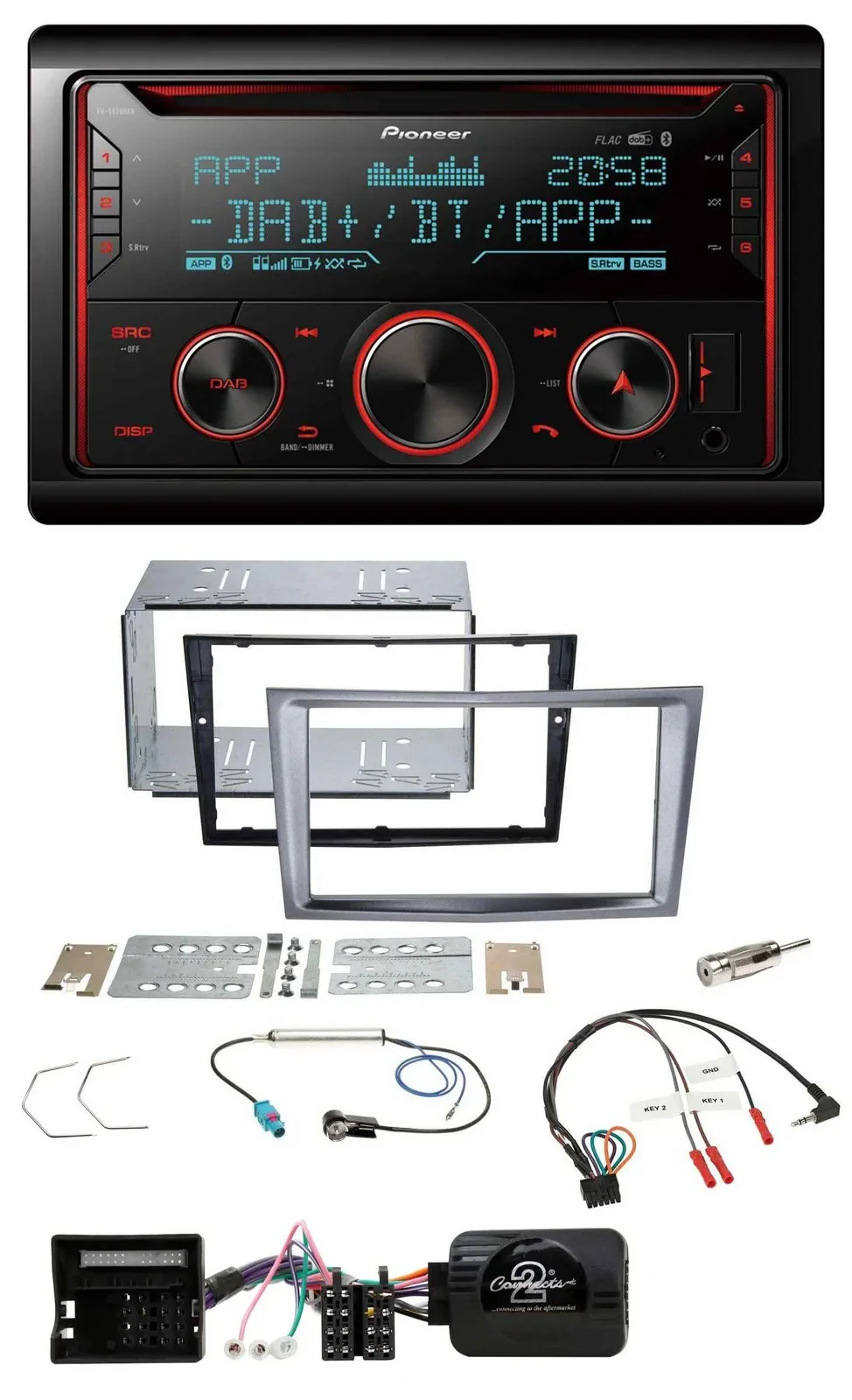 Автомагнитола Pioneer 2 DIN, DAB, Bluetooth, USB, CD, поддержка кнопок на руле, для Opel Antara/Astra H/Zafira
