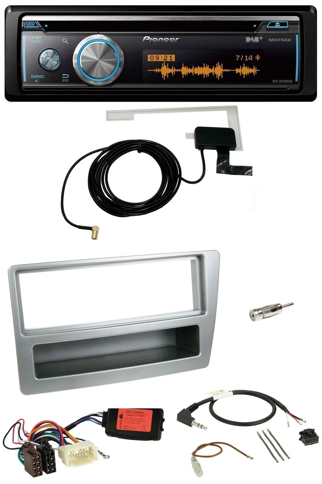 Pioneer Bluetooth DAB Lenkrad USB CD Autoradio für Honda Civic 2004-2006 silber