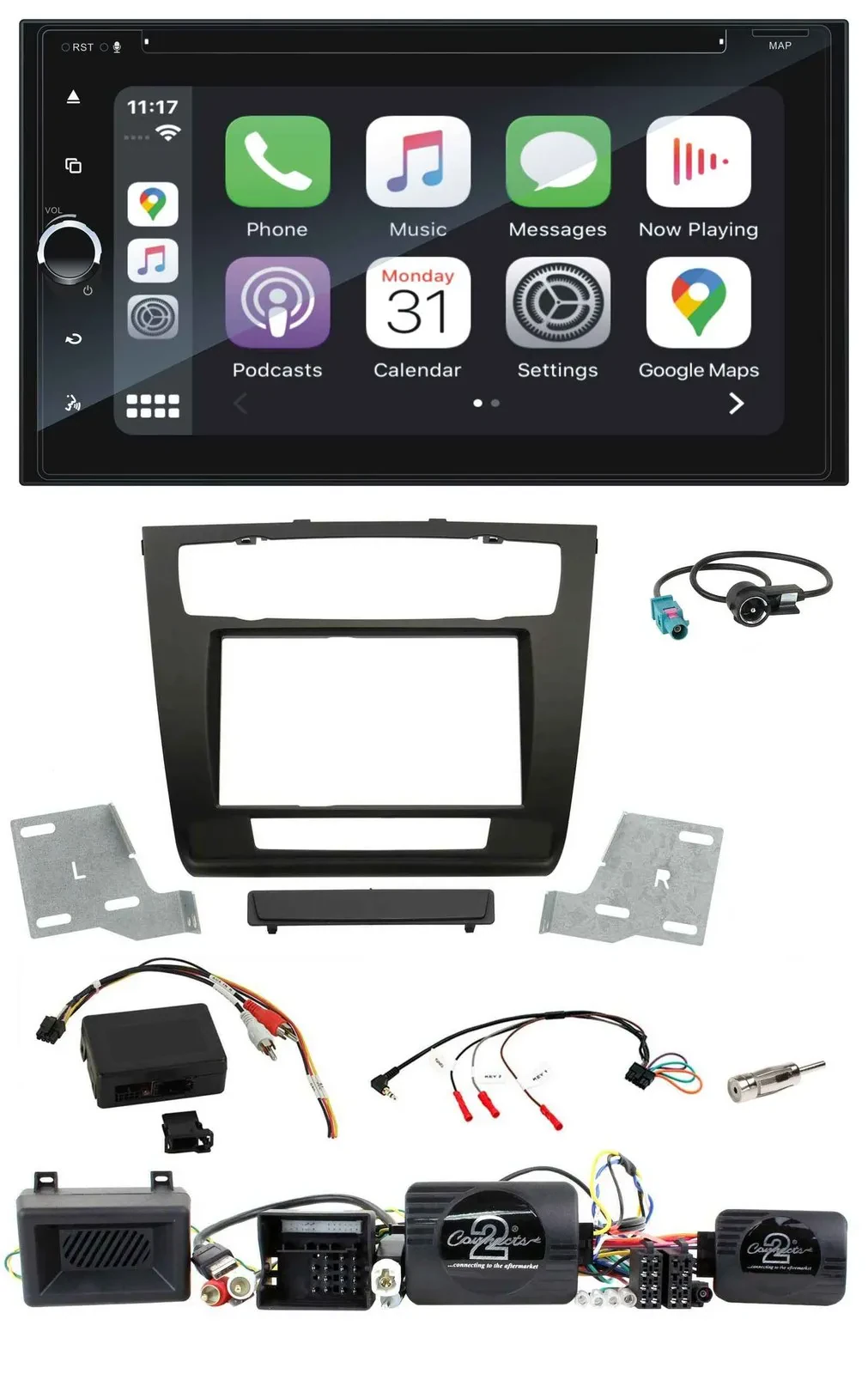 Blaupunkt DAB Lenkrad TMC Bluetooth USB 2DIN Navigation für BMW 1er Aktiv PDC au