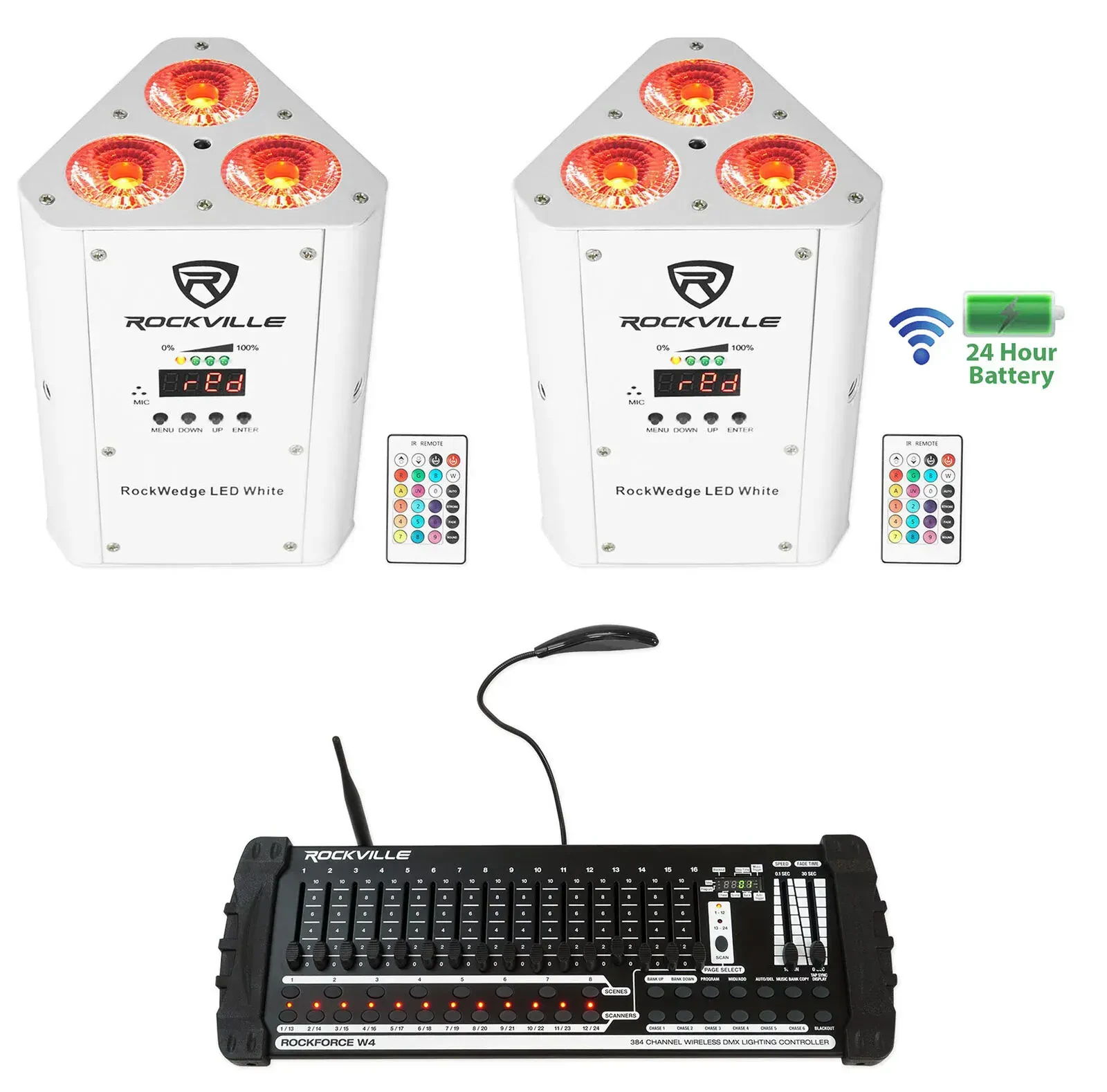 Светодиодный прибор Rockville RockWedge White с DMX-контроллером (пара)