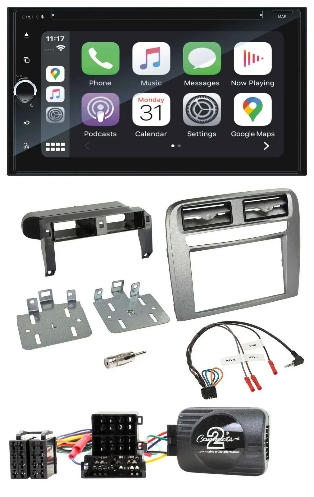 Blaupunkt 2DIN Bluetooth DAB USB DVD Lenkrad Autoradio für Fiat GrandePunto 05-0