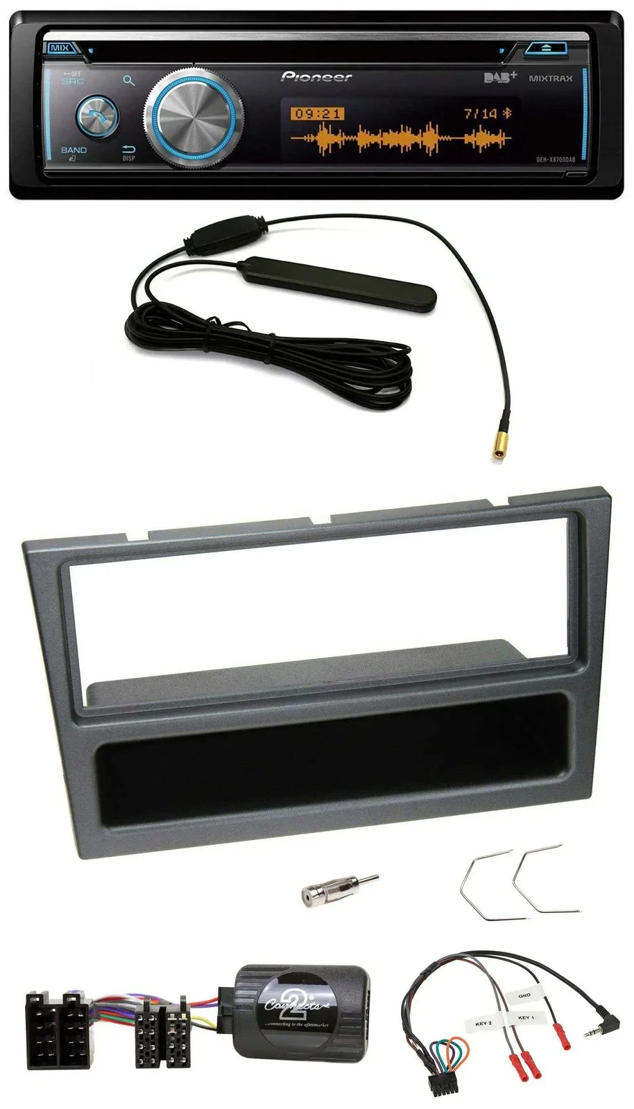 Pioneer CD USB Bluetooth DAB Lenkrad Autoradio für Opel Agila Corsa C Omega schw