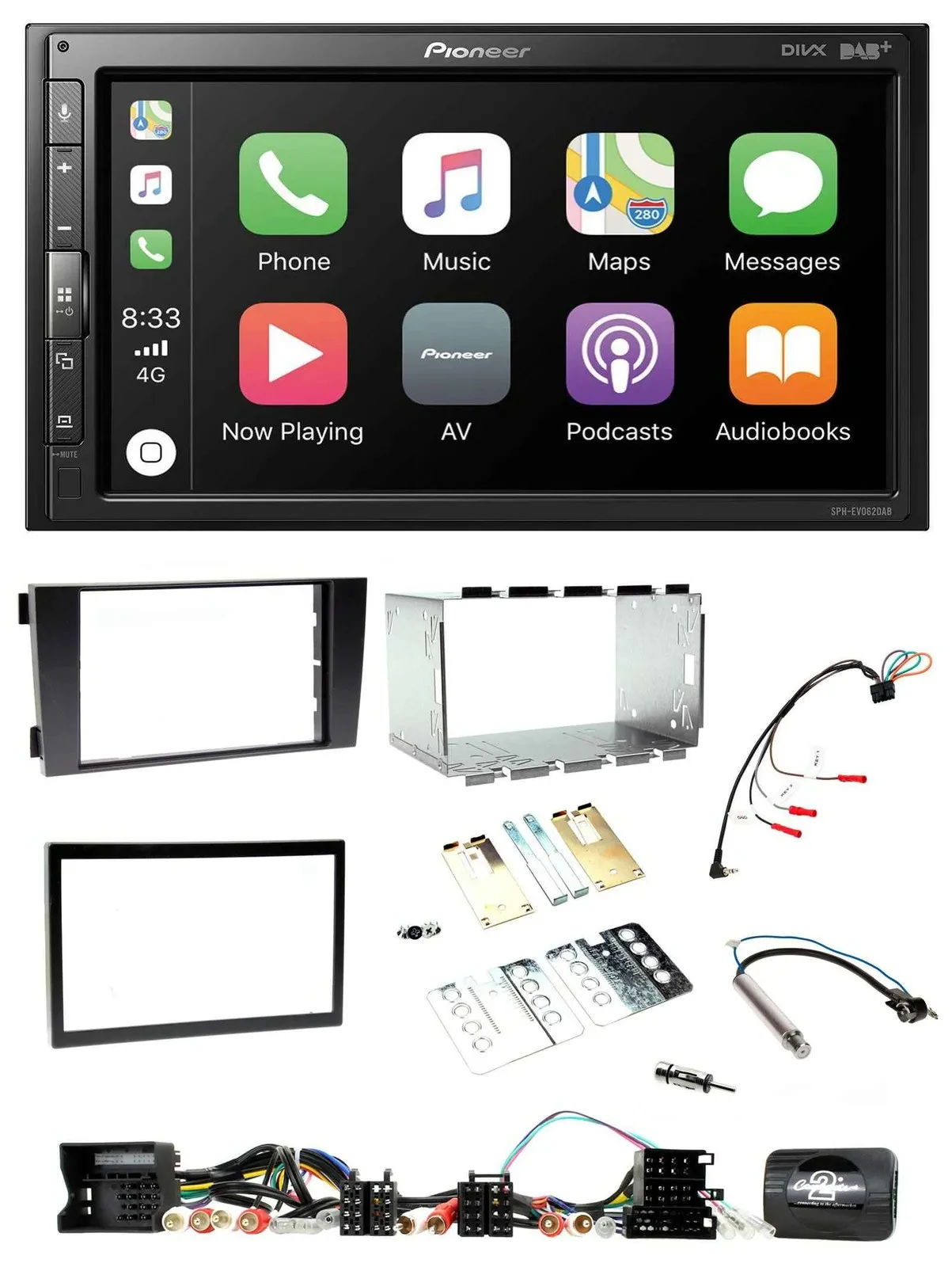 Pioneer USB Lenkrad DAB 2DIN Bluetooth Autoradio für Audi A6 C5 2001-2004 Aktivs