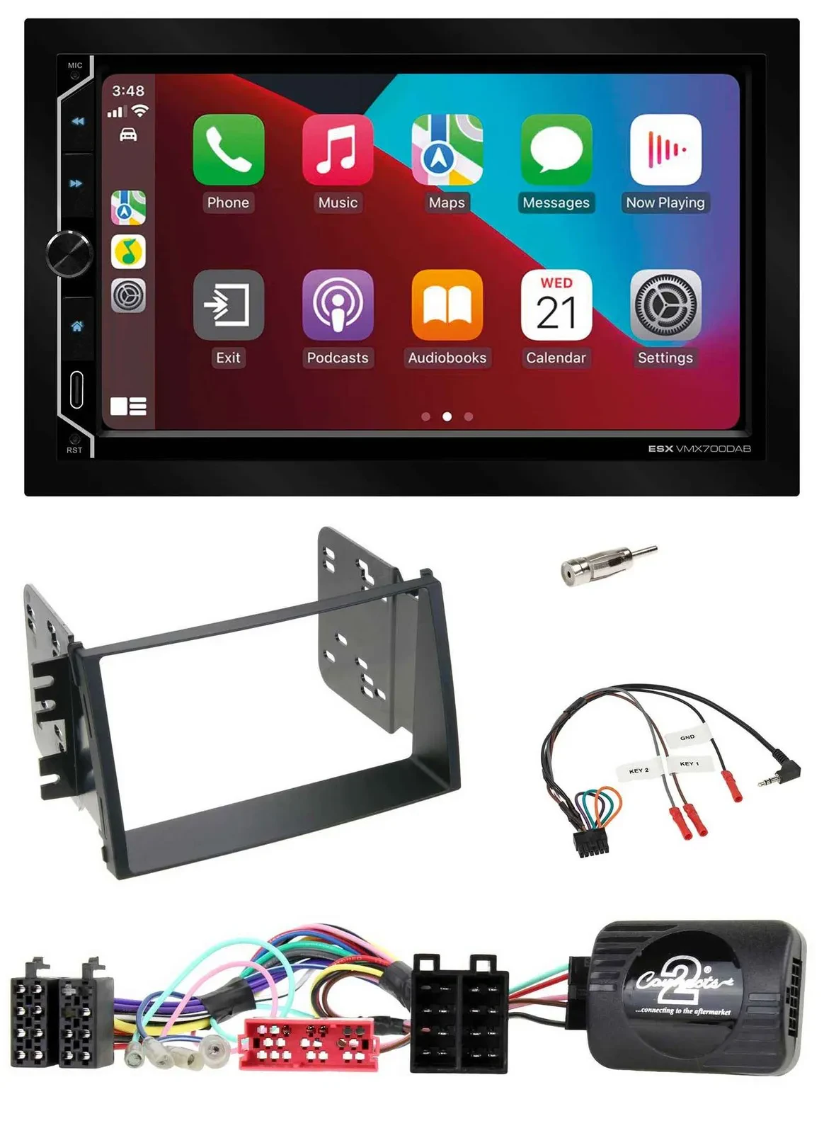 Автомагнитола ESX 2DIN DAB, USB, Bluetooth для Kia Soul (2009–2011), поддержка кнопок на руле