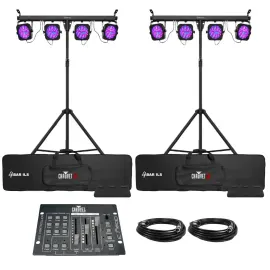 Chauvet DJ 4BAR ILS Wash Lighting Fixtures Pair + OBEY3 3 Channel DMX Controller