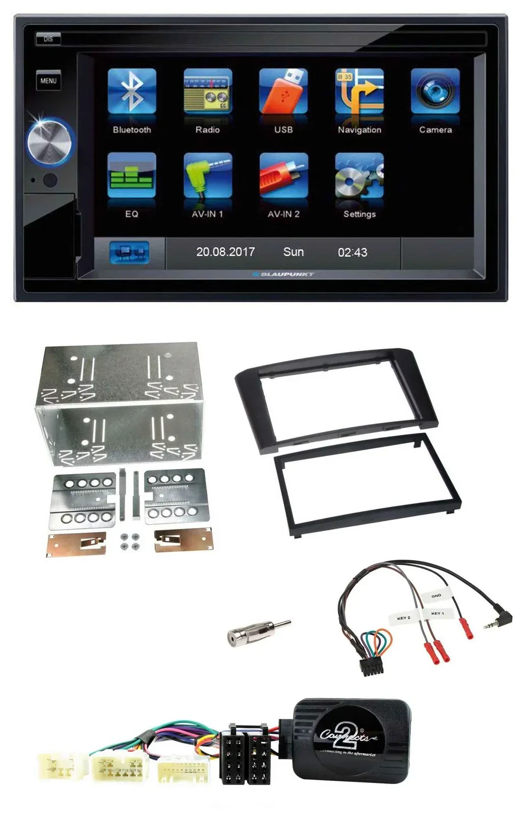 Blaupunkt SD USB TMC Bluetooth 2DIN Lenkrad Navigation für Toyota Avensis 2003-2