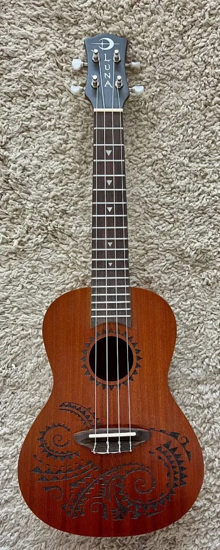 Luna Mahogany Series Tattoo Concert Ukulele, Model UKE TC MAH with Gig Bag