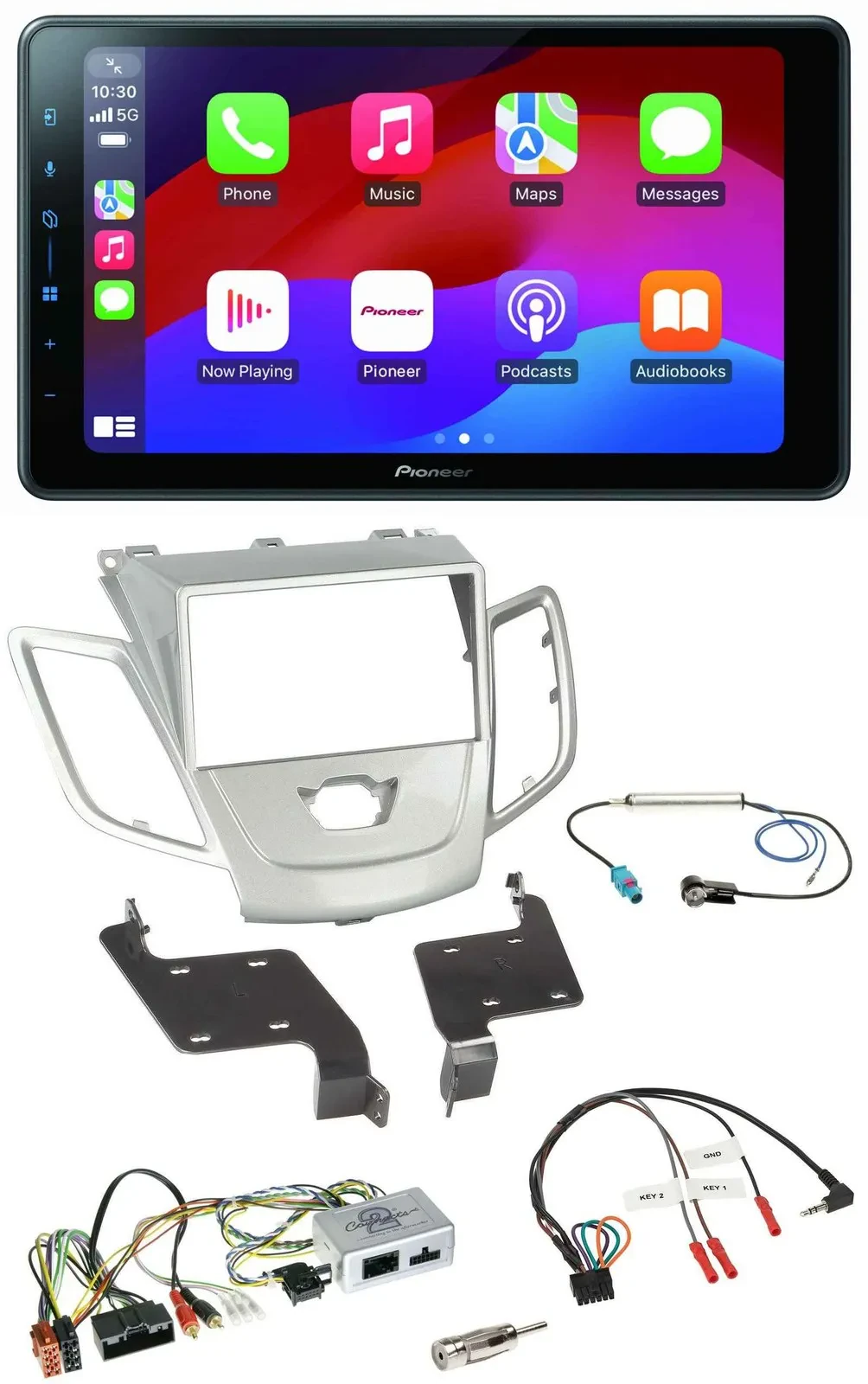 Pioneer Bluetooth 2DIN USB Lenkrad DAB Autoradio für Ford Fiesta 2010-2017 silbe