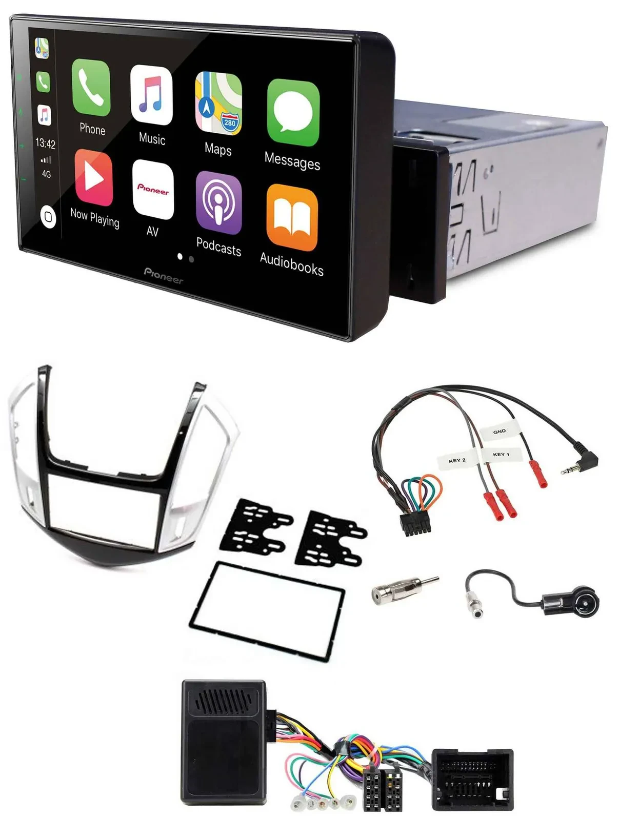 Pioneer Bluetooth Lenkrad DAB USB Autoradio für Chevrolet Cruze 2011-2016 silber