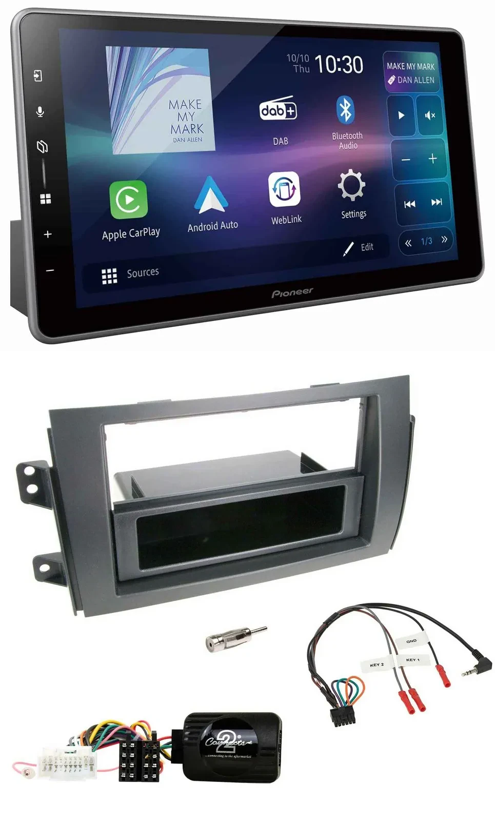 Pioneer Bluetooth USB DAB Lenkrad Autoradio für Fiat Sedici Suzuki SX4