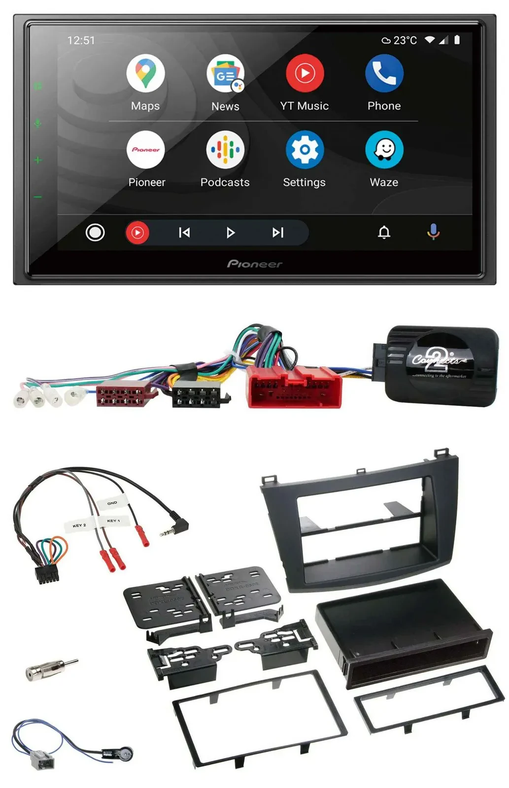 Автомагнитола для Mazda 3 (2009–2013) Pioneer 2 DIN, DAB, Bluetooth, USB, с CAN-Bus и поддержкой кнопок на руле
