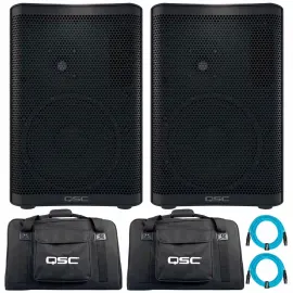 QSC CP8 CP Series Compact 8" Powered DJ PA Speakers Pair with Tote Bags Pack