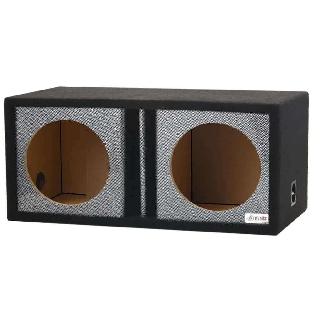 Сабвуферный корпус Atrend 10DVR двойной 10", фазоинверторный, чёрный, карбоновая отделка