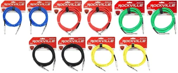 Инструментальный кабель Rockville RCGT10 Multicolor 3 м (10 штук)