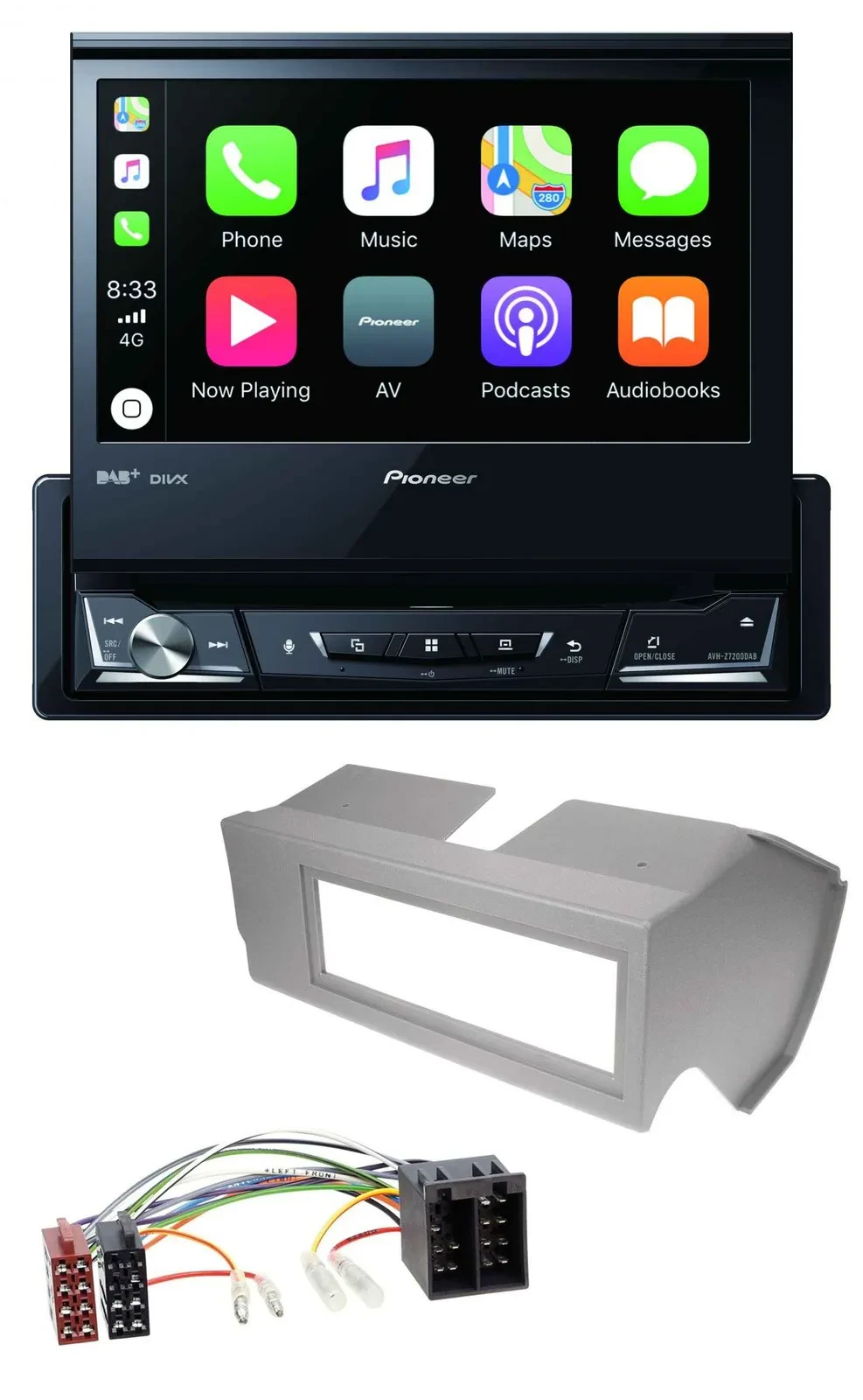 Pioneer DVD Bluetooth DAB USB MP3 Autoradio für Fiat Panda (bis 2002) - grau