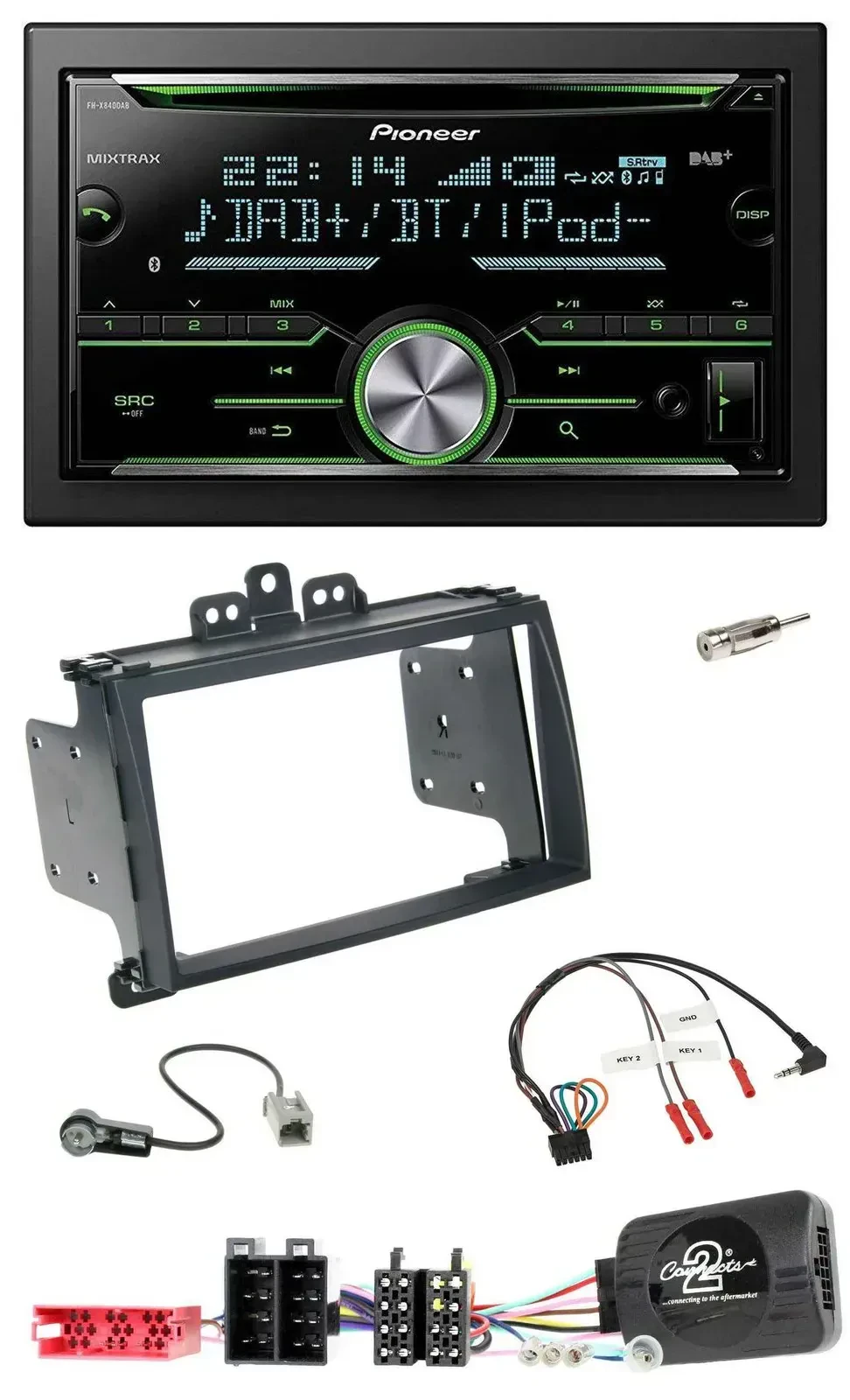 Автомагнитола Pioneer 2 DIN, CD, USB, Bluetooth, DAB, черная, для Hyundai i20 (2009–2012), поддержка управления с руля