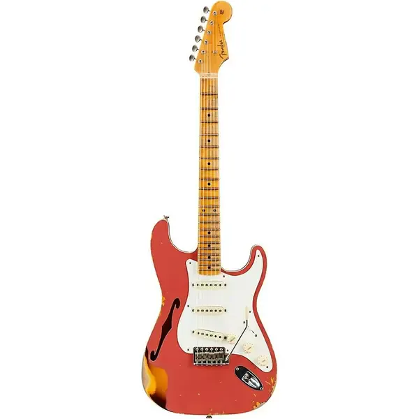Электрогитара полуакустическая Fender Custom Shop 1956 Heavy Relic Thinline Stratocaster Aged Coral Pink/Burst