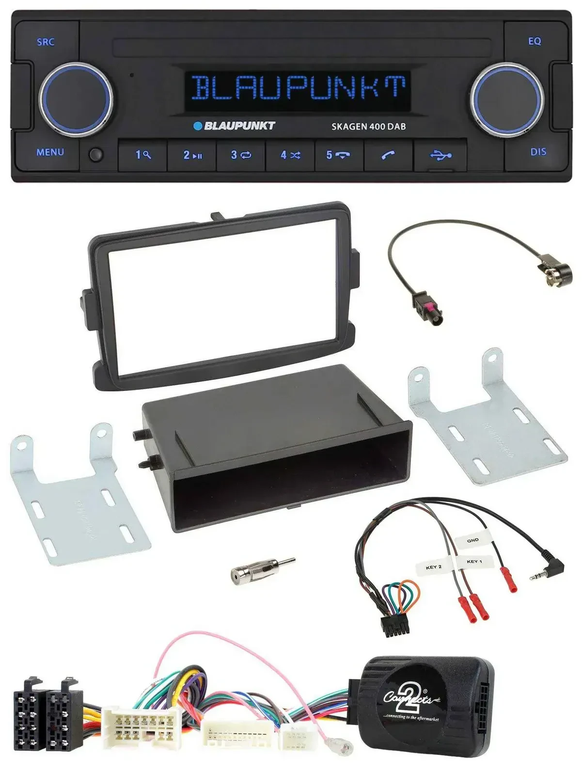 Blaupunkt DAB USB Bluetooth Lenkrad Autoradio für Dacia Logan Sandero ab 12 schw