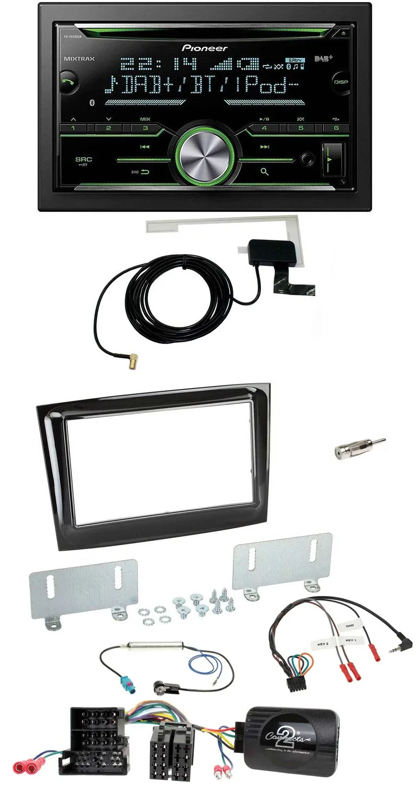 Pioneer CD USB Lenkrad Bluetooth 2DIN DAB Autoradio für Fiat Doblo ab 15 Mini-IS