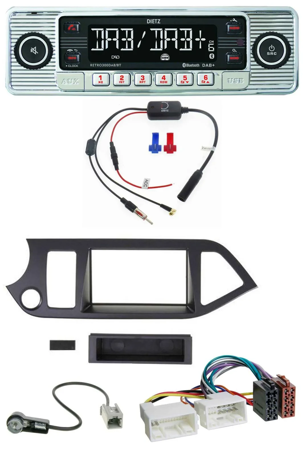 Dietz DAB USB MP3 Bluetooth Autoradio für Kia Picanto ab 2011 Start-Stop