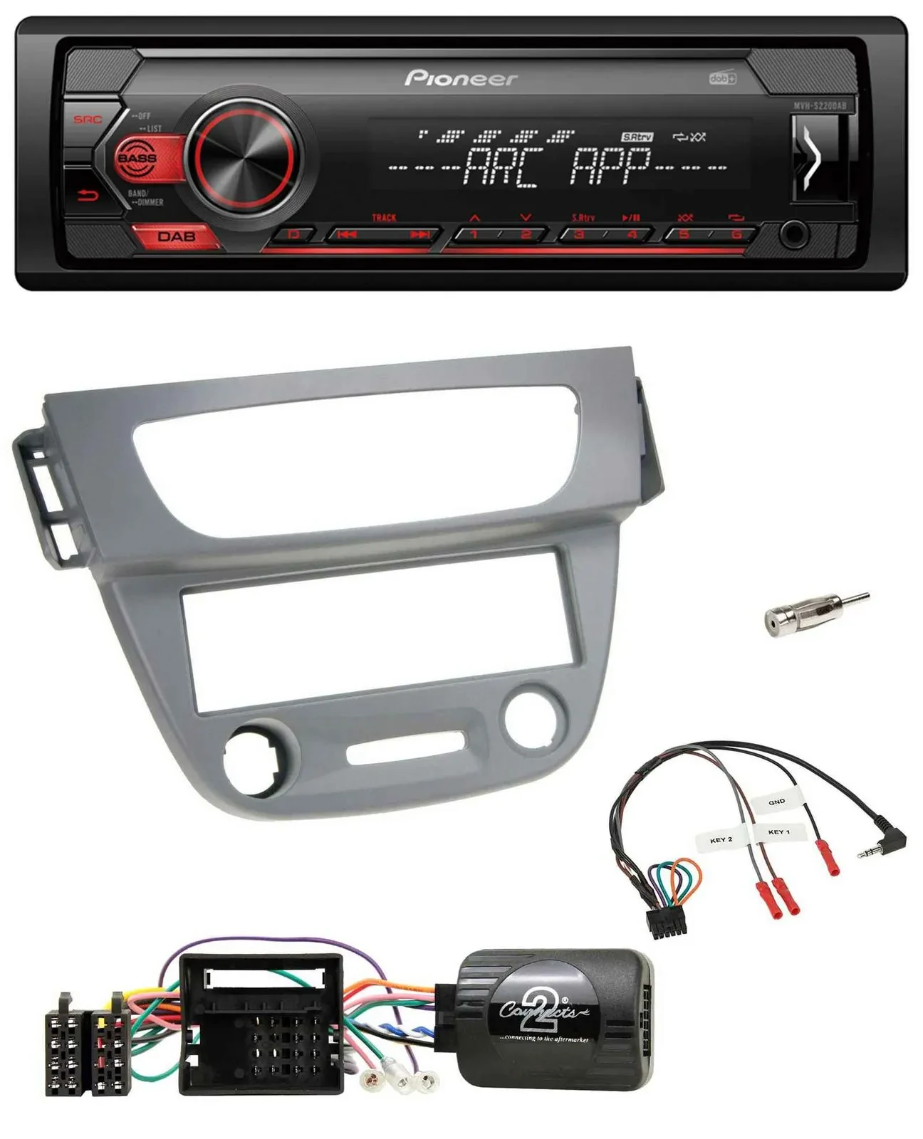 Pioneer DAB 1DIN MP3 Lenkrad USB Autoradio für Renault Megane III 2009-2012 grau