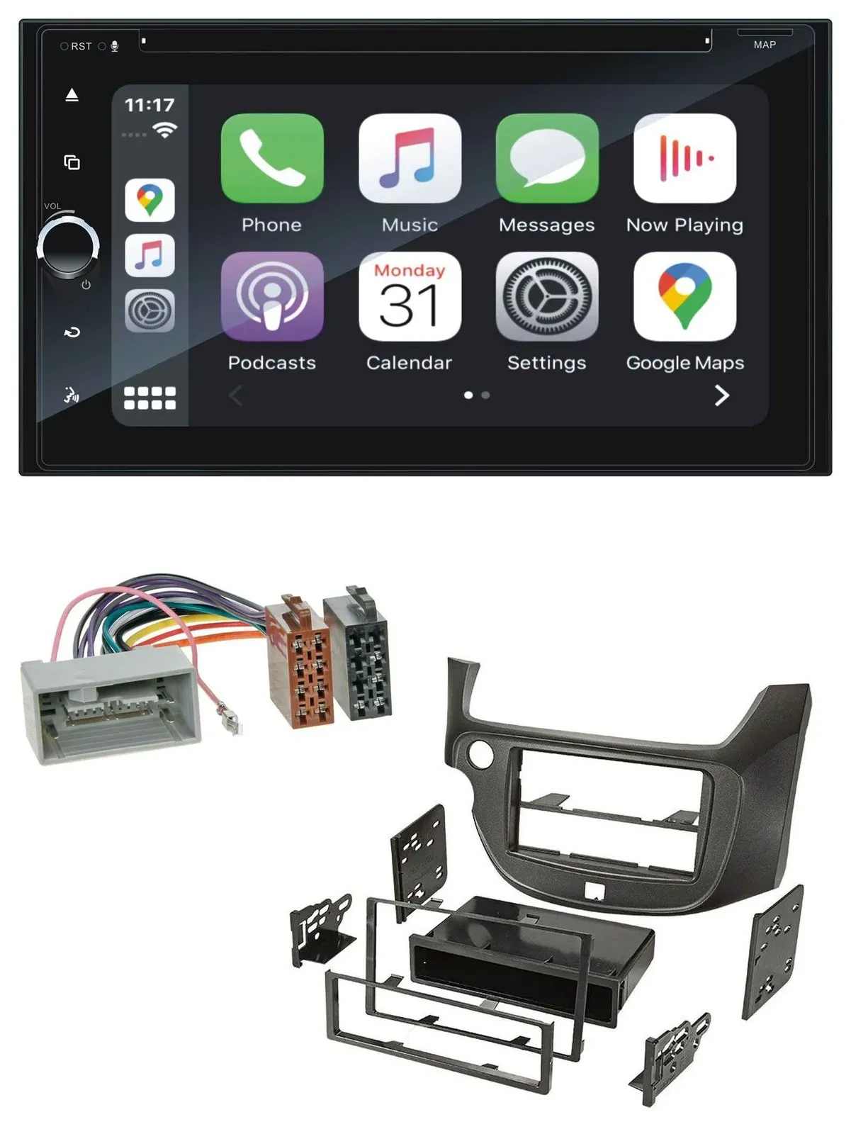 Автомагнитола для Honda Jazz (с 2009) Blaupunkt 2DIN, Bluetooth, DAB, USB, DVD, MP3, темно-серая