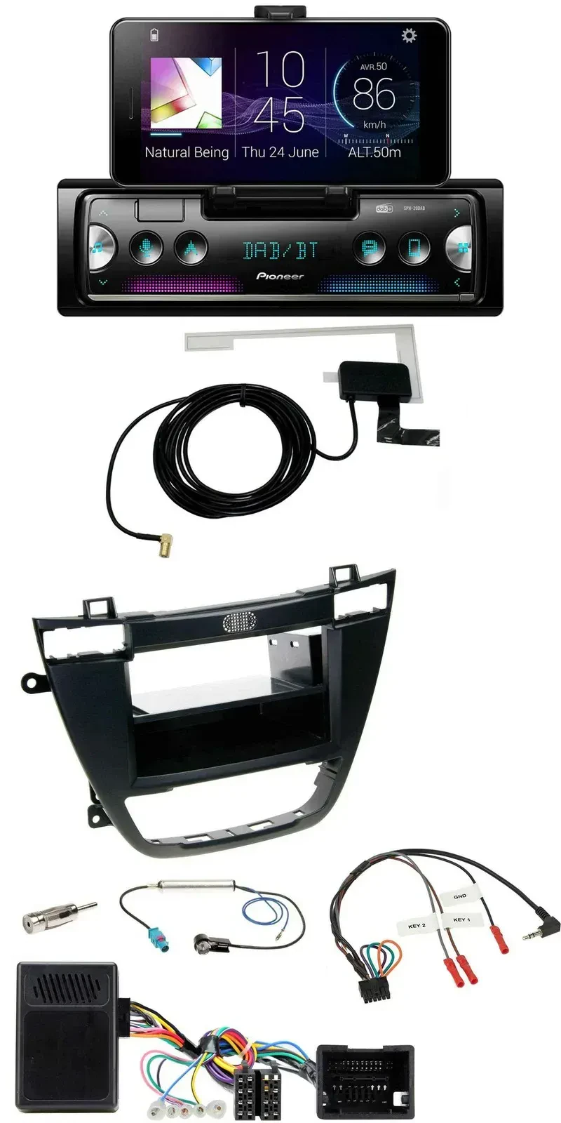 Автомагнитола Pioneer DAB, Bluetooth, USB для Opel Insignia (с 2008), черная