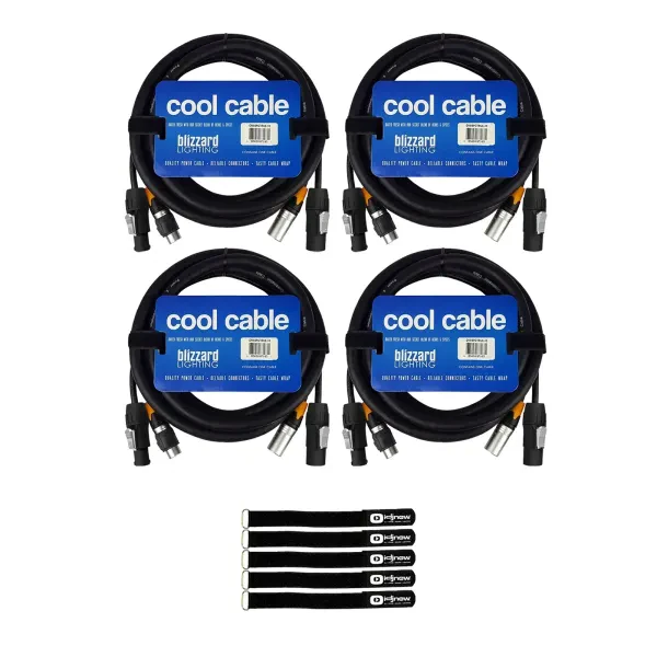 Blizzard Lighting DMX5PCT-10 10FT IP Rated Combo Cable 4-Pack