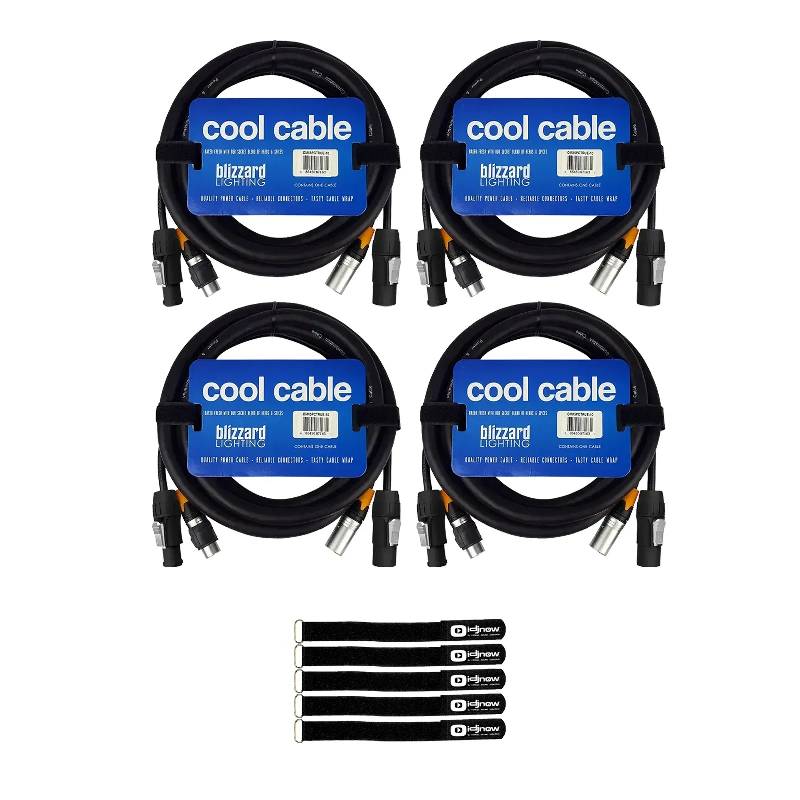 DMX-кабель Blizzard DMX5PCT-10 Combo Black 3 м с аксессуарами (4 штуки)