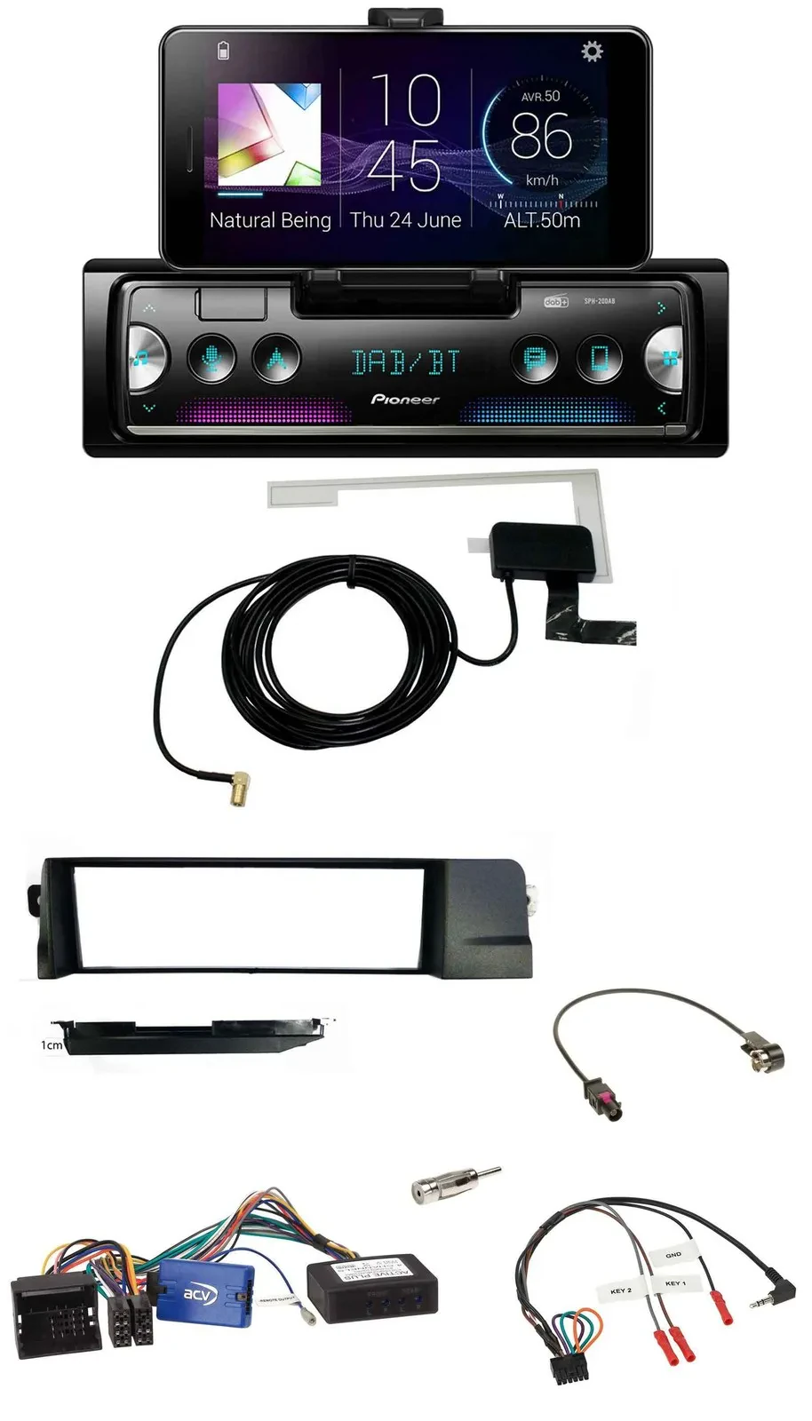 Pioneer DAB Bluetooth Lenkrad USB Autoradio für BMW 3er 01-07 E46 schwarz HQ