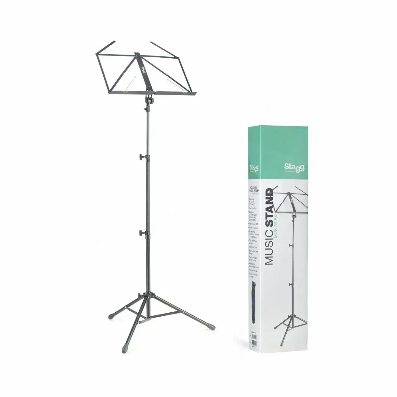 Пюпитр для нот Stagg MUS-A4 BK черный, с чехлом