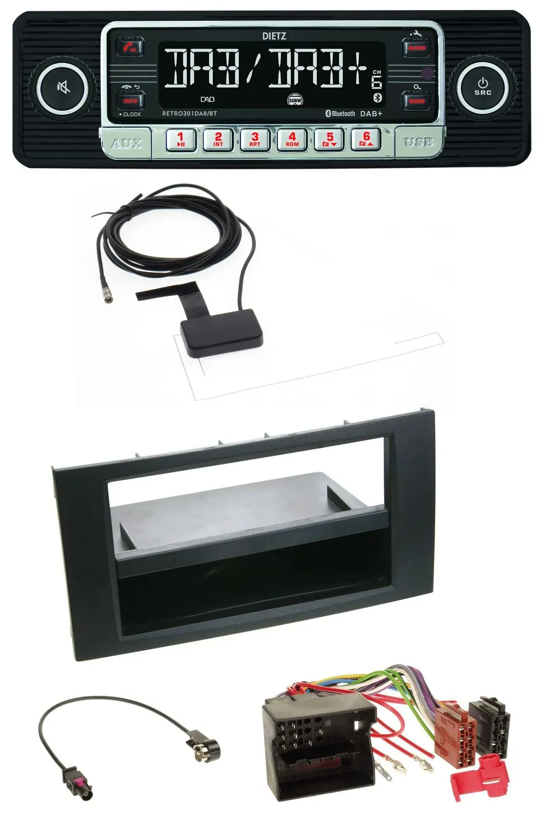 Dietz DAB Bluetooth USB MP3 Autoradio für Ford Focus C-Max S-Max Galaxy 03-07 sc