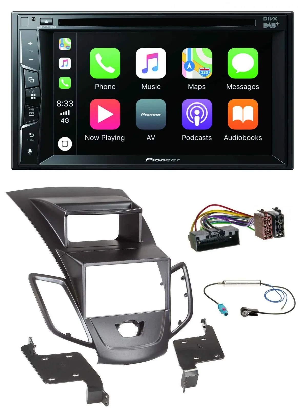 Pioneer MP3 USB DVD Bluetooth DAB 2DIN Autoradio für Ford Fiesta 10-17 Display s