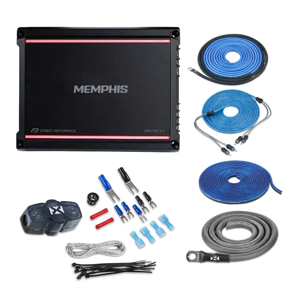 Memphis SRX750.1V 750W Monoblock Car Amp + Wiring Kit