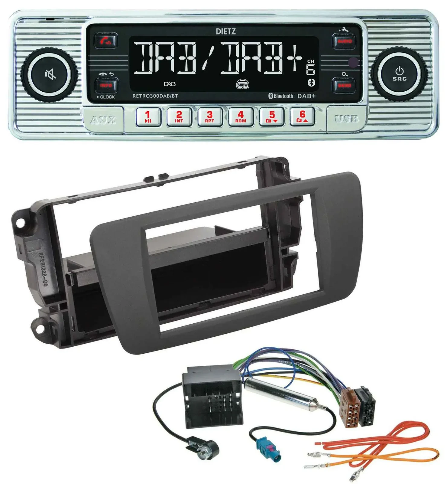 Dietz Bluetooth MP3 DAB USB Autoradio für Seat Ibiza (ab 12) - tuam grey