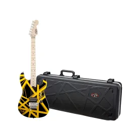 EVH Striped Series 6 String Electric Guitar Black with Yellow Stripes with Case