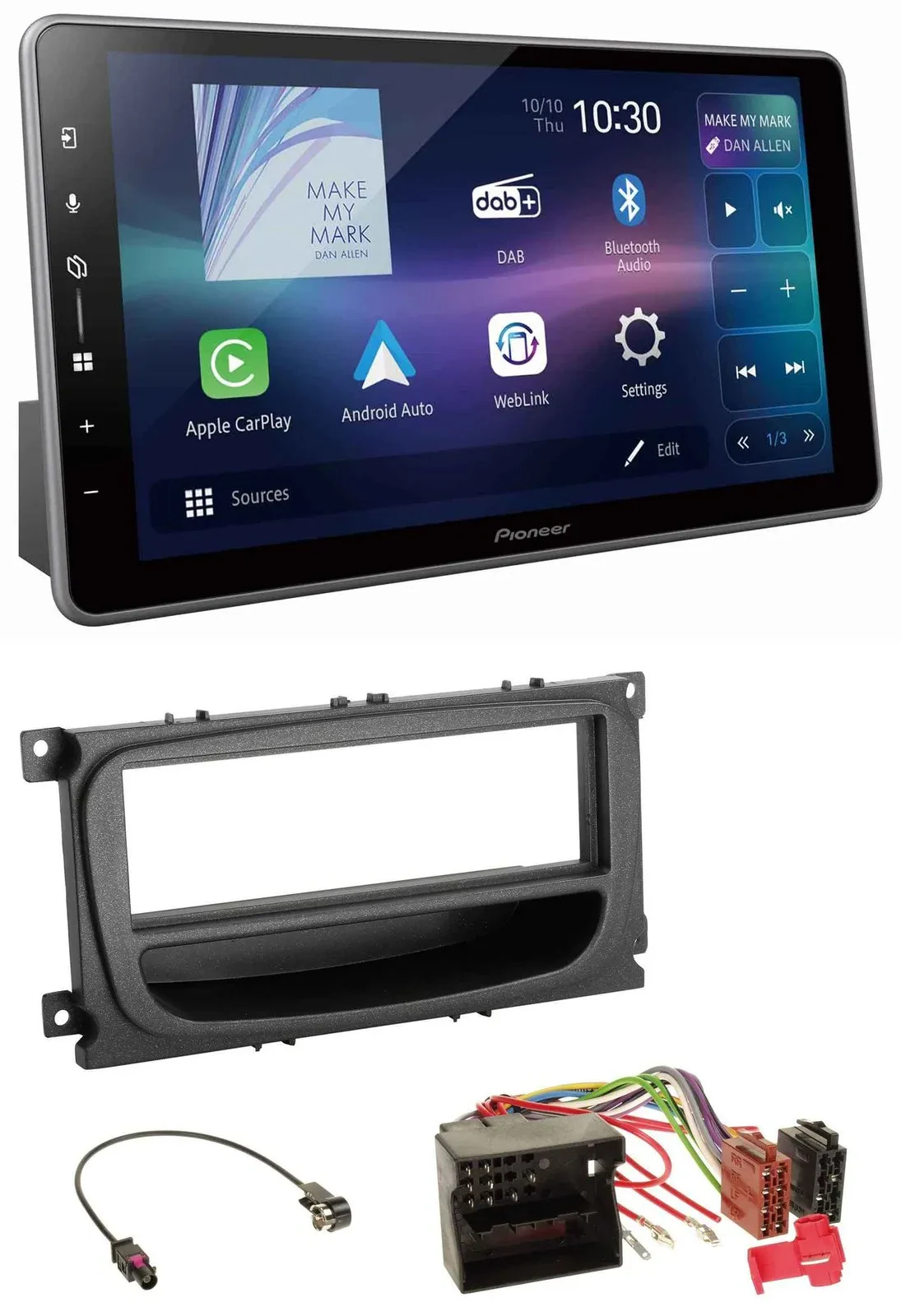 Автомагнитола Pioneer Bluetooth USB DAB MP3 для Ford C‑Max/Focus/Galaxy (с 2007)