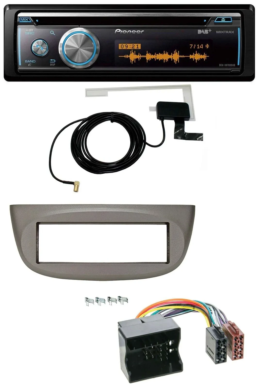 Pioneer Bluetooth DAB MP3 USB CD Autoradio für Renault Twingo 07-14 beige-grau