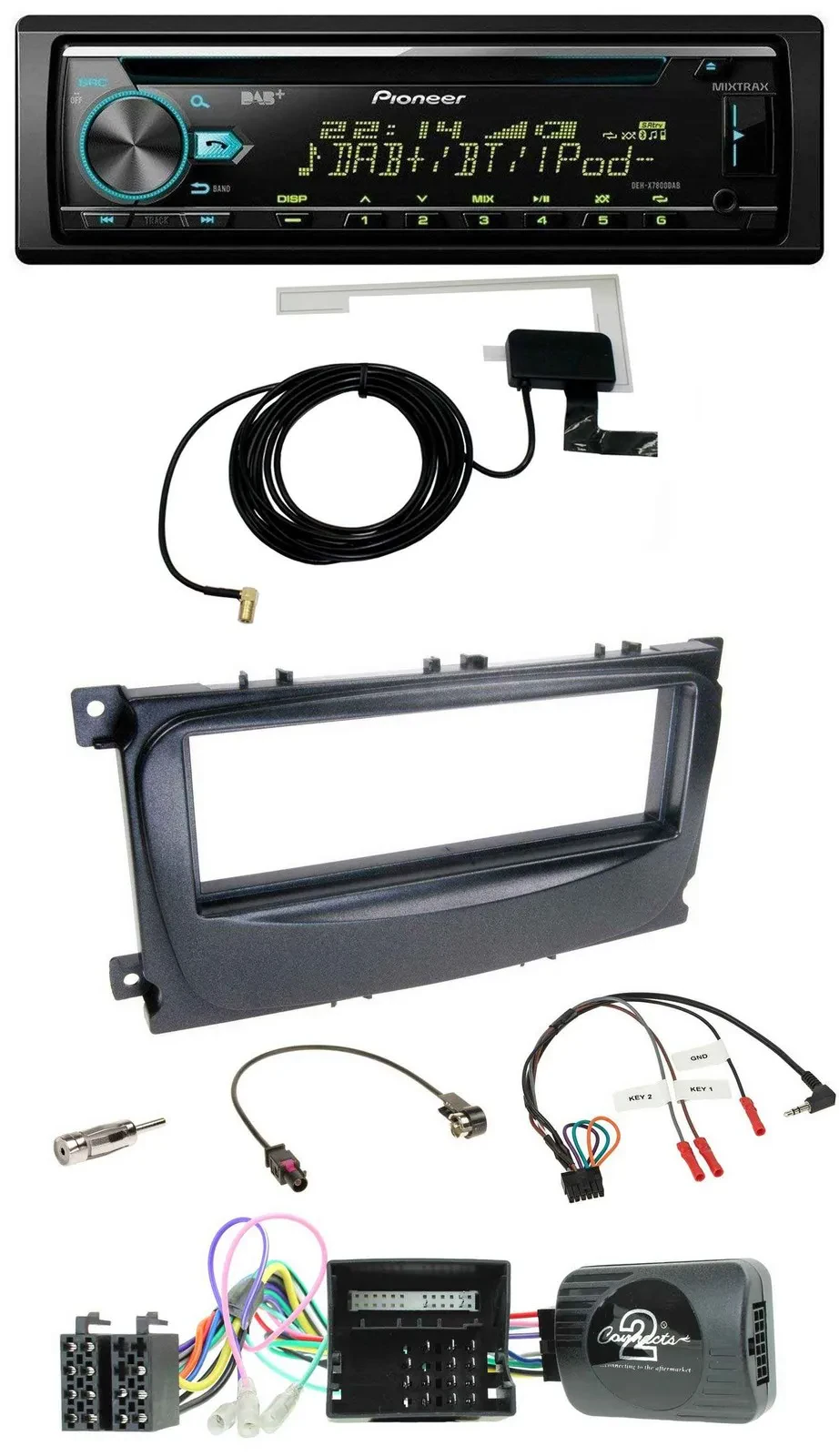 Pioneer MP3 Lenkrad CD USB DAB Autoradio für Ford C-Max Can 07-10 Focus schwarz