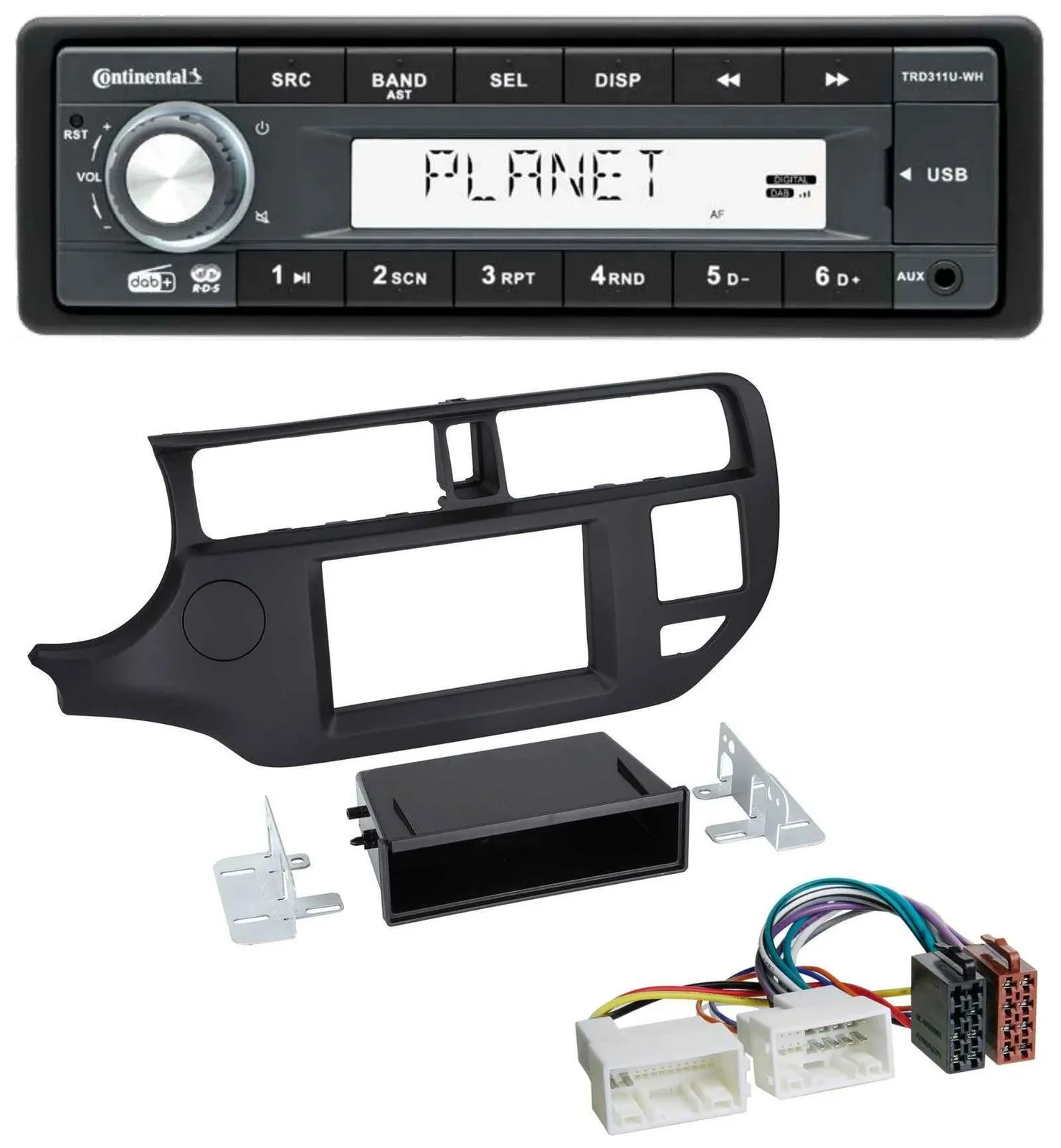 Continental MP3 AUX USB DAB 1DIN Autoradio für Kia Rio (UB 2011-2014) schwarz