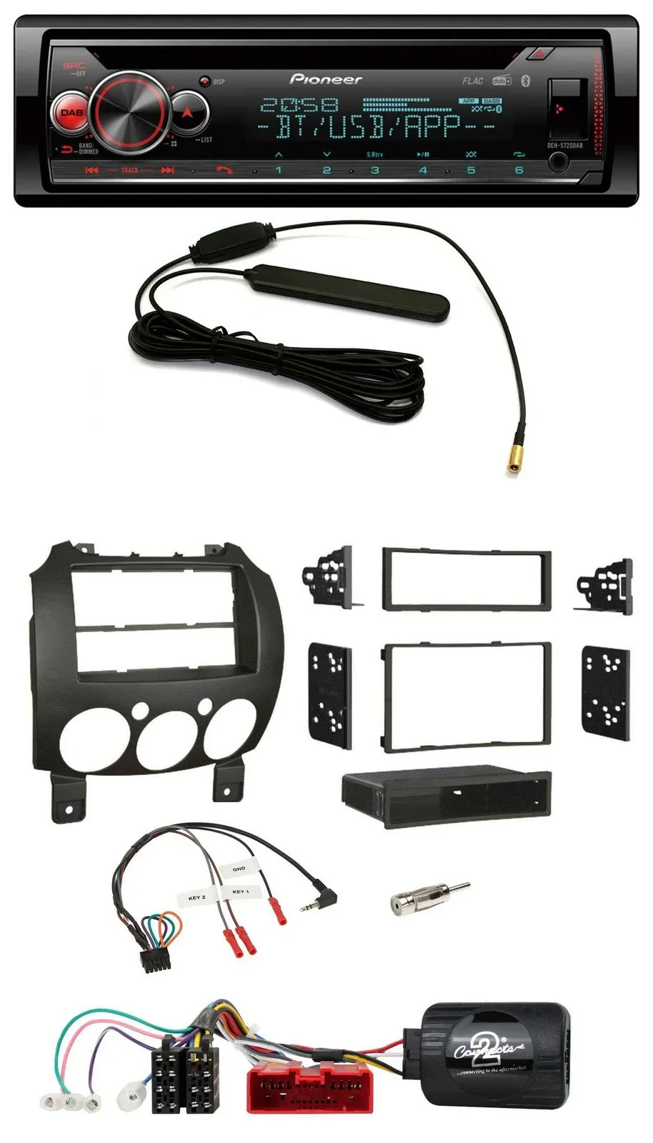 Автомагнитола Pioneer USB, DAB, Bluetooth, CD для Mazda 2 (2007–2014), поддержка кнопок на руле