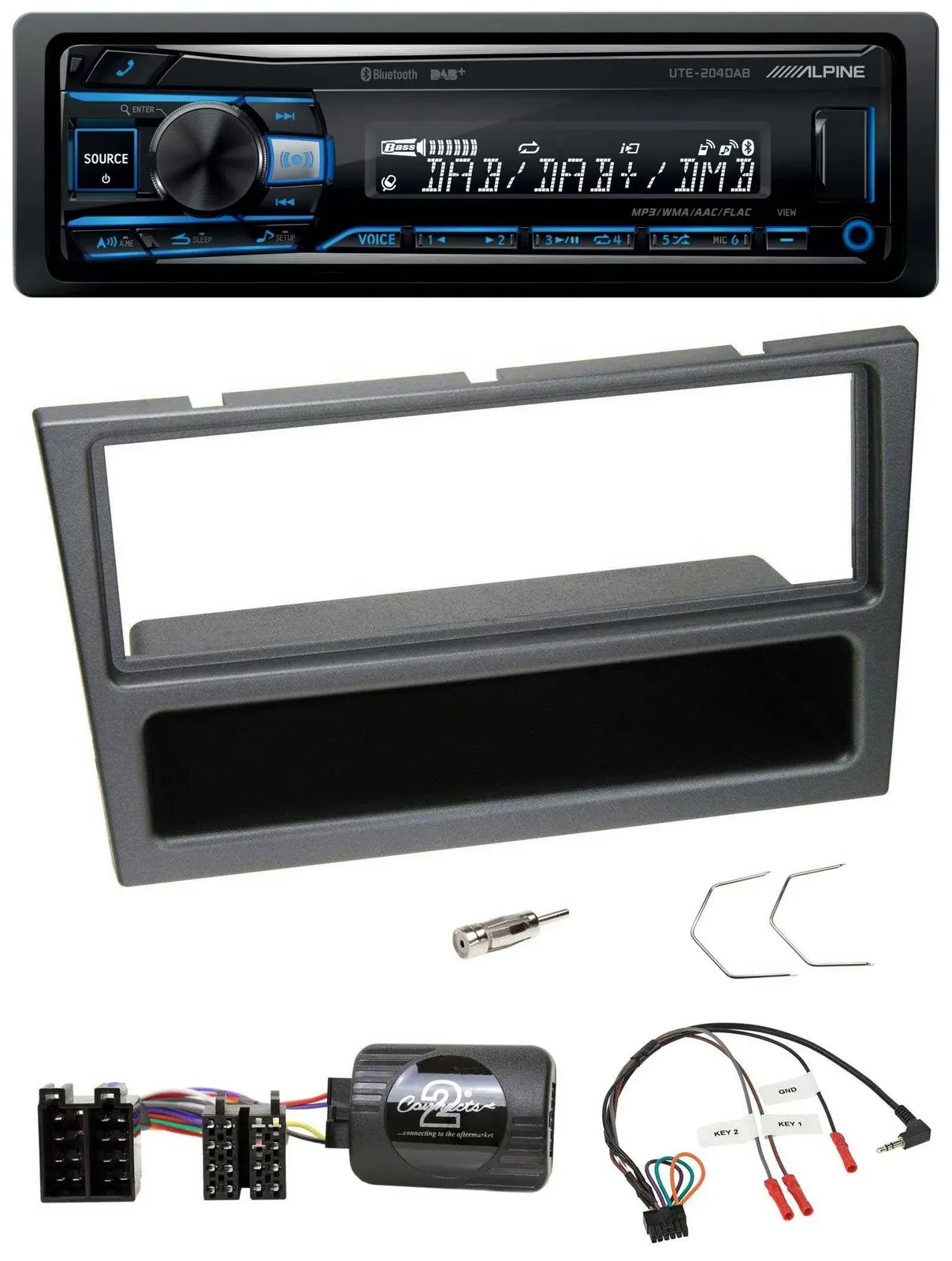 Alpine USB Bluetooth DAB Lenkrad Autoradio für Opel Corsa C 2000-04 charcoal