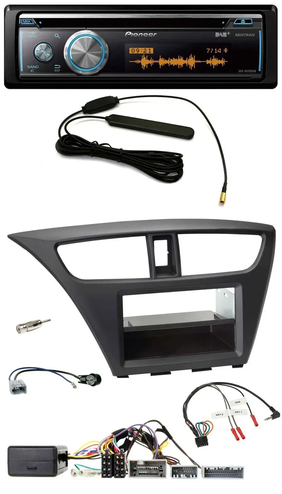 Автомагнитола для Honda Civic (с 2012) Pioneer CD, USB, Bluetooth, DAB