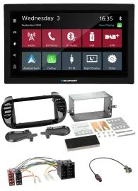 Автомагнитола Blaupunkt 2DIN, DAB, Bluetooth, USB, MP3, для Fiat 500 (с 2012), ISO, черная